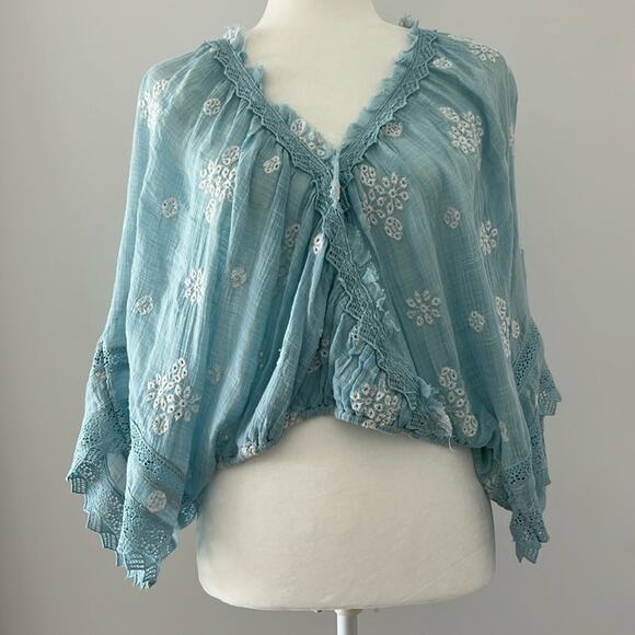 Free People Tops - Free People Blue Floral Top